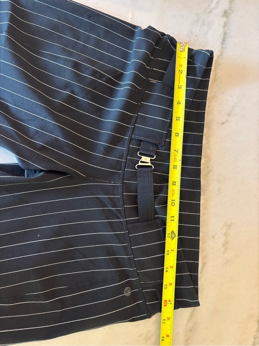 Vintage Lululemon Y2K Pinstripe Low Rise Flare Pants Hook Belt Black Size 10 - Picture 6 of 9